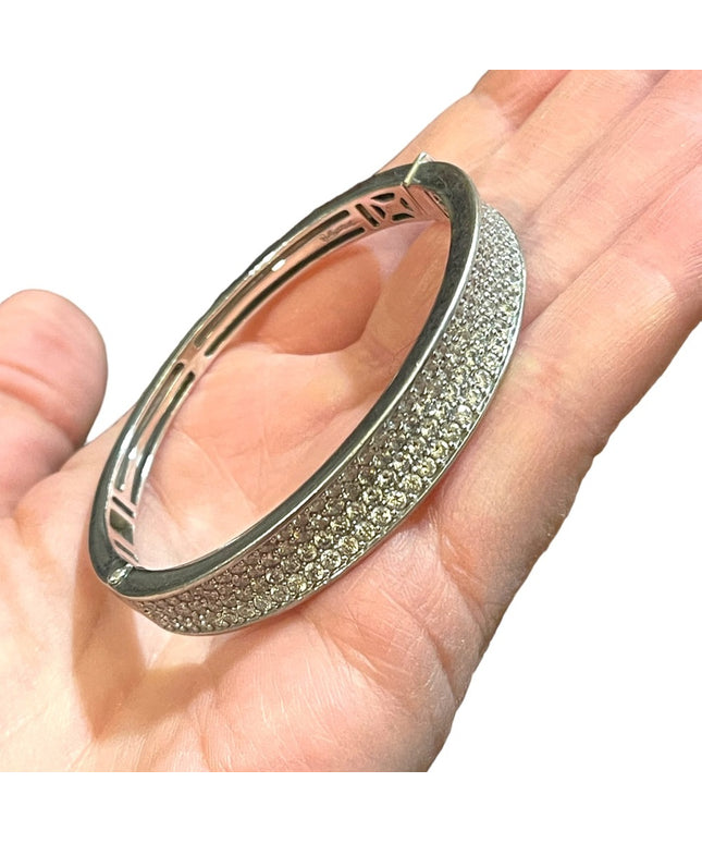 Belle Etoile Sterling silver Pave rhinestone fancy Bangle