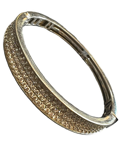 Belle Etoile Sterling silver Pave rhinestone fancy Bangle