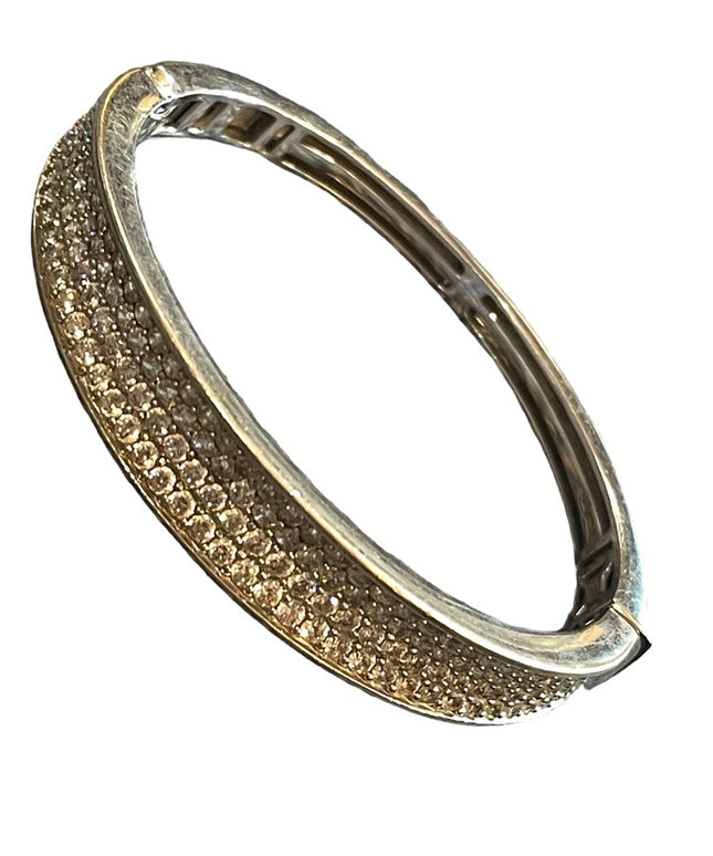 Belle Etoile Sterling silver Pave rhinestone fancy Bangle