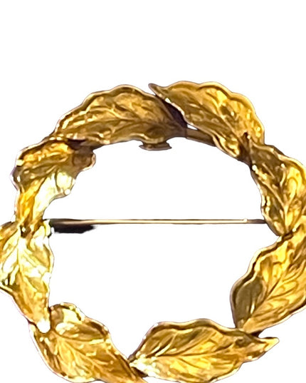 Vintage Wells 14k Gold filled leaf wreath brooch