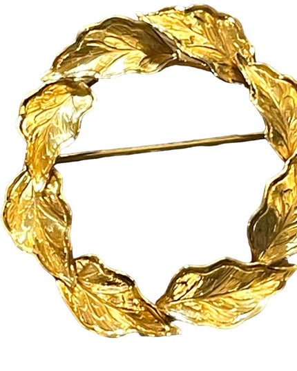 Vintage Wells 14k Gold filled leaf wreath brooch