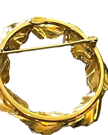 Vintage Wells 14k Gold filled leaf wreath brooch