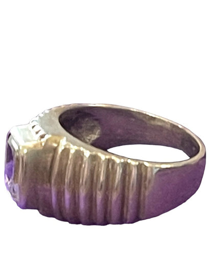 Sterling silver 925 Ornate fancy 1970s style Ribbed pleated ring