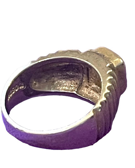 Sterling silver 925 Ornate fancy 1970s style Ribbed pleated ring