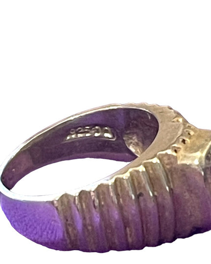 Sterling silver 925 Ornate fancy 1970s style Ribbed pleated ring