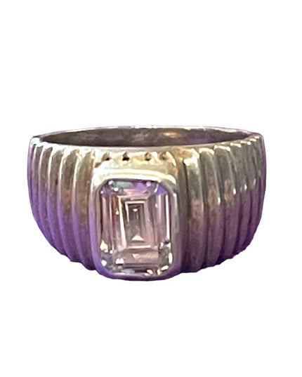 Sterling silver 925 Ornate fancy 1970s style Ribbed pleated ring