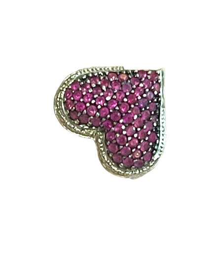 Ross Simon Sterling silver HEART ❤️ Pink lab created ruby 925  Fancy ring