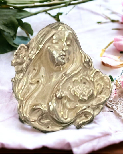 Antique sterling silver 925 gibson girl cameo Art Nouveau brooch