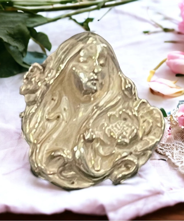 Antique sterling silver 925 gibson girl cameo Art Nouveau brooch