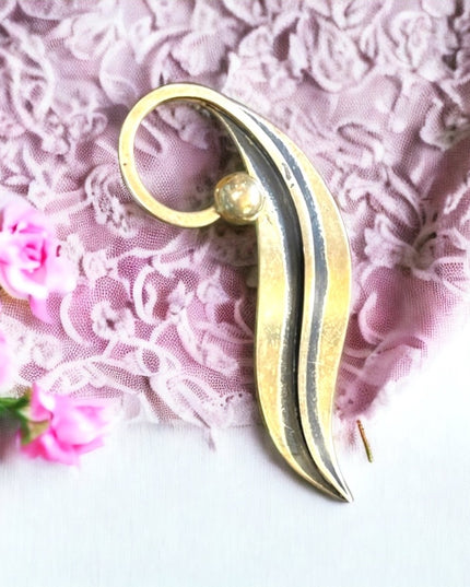 Vintage Taxco Sterling Delfino 3 Mexico 925 antiqued modernist brooch