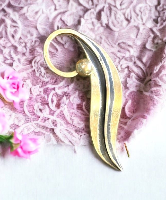 Vintage Taxco Sterling Delfino 3 Mexico 925 antiqued modernist brooch