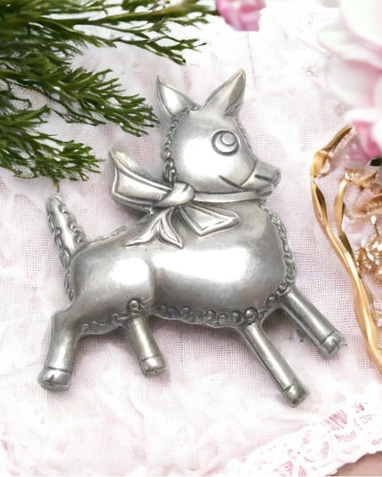 Vintage 1930s Truart Sterling silver 925  donkey large brooch