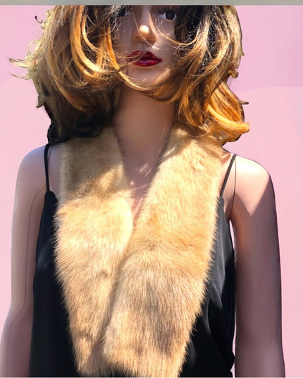 Vintage 36” Blond mink fur collar stole scarf