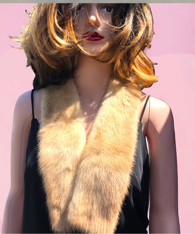 Vintage 36” Blond mink fur collar stole scarf
