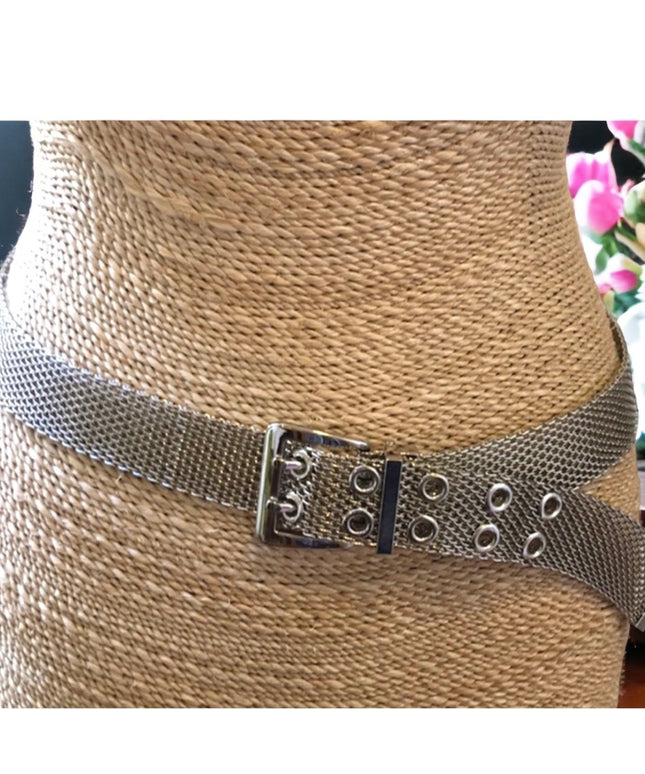 Vintage chain mail metal mesh solid heavy belt