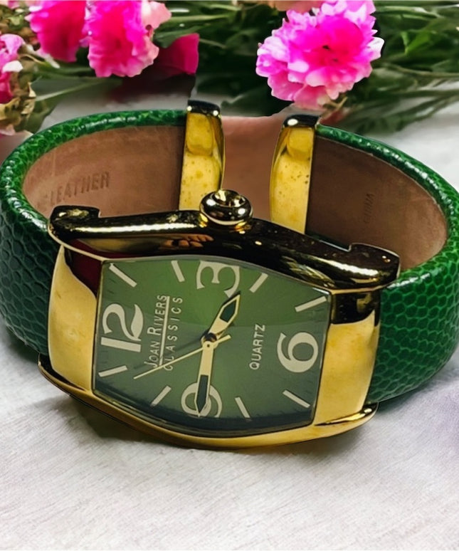 Joan Rivers Green bangle boxed watch