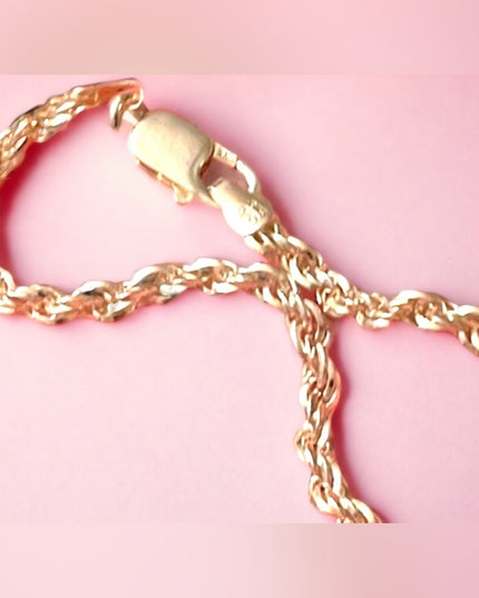 Lovely sterling silver 925 4mm solid rope chain bracelet