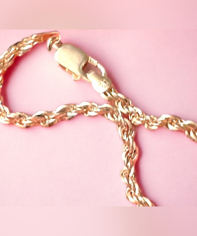 Lovely sterling silver 925 4mm solid rope chain bracelet