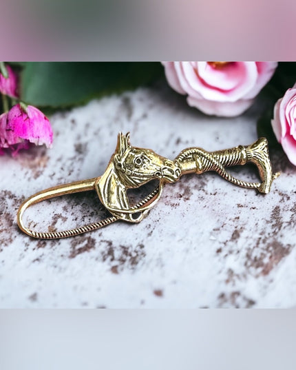 Antique 1920s sterling silver 925 HORSE HEAD and whip brooch