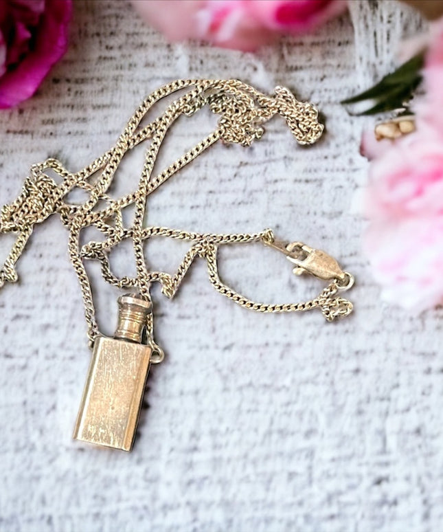 Vintage Sterling silver poison bottle pendant necklace Mary Kay