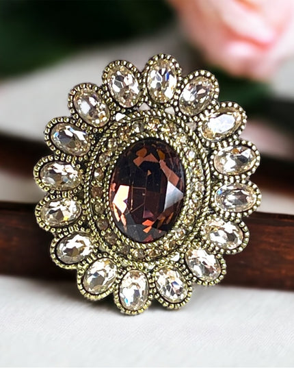 Retired Heidi Daus Lovely Purple & pink crystal large ottoman style ring