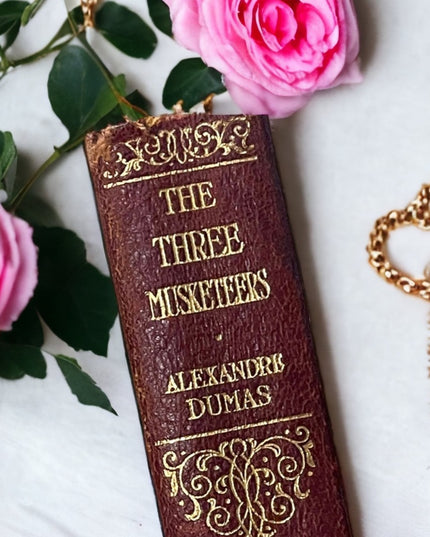Antique 1920 red Leather Collins UK The Three Muskateers Alexander Dumas Gold