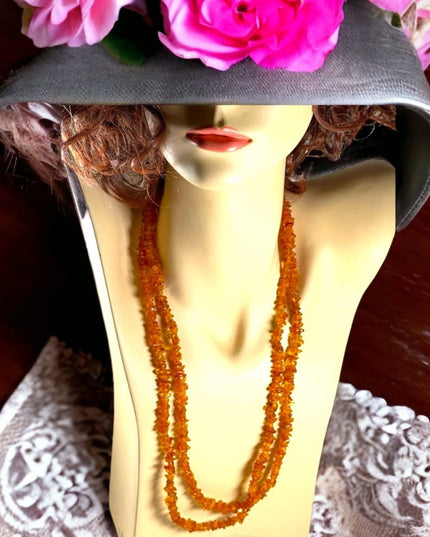 Vintage Long Authentic Baltic honey AMBER chip necklace