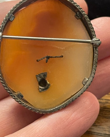 Stunning sterling silver Antique Hand made carved large brooch cameo