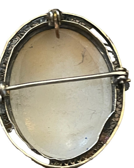 Vintage Ornate 800 sterling silver Hand carved shell cameo brooch…