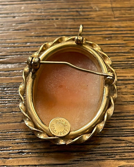 Vintage Art Deco style 12k Gold filled Ronci carved shell RF cameo lady