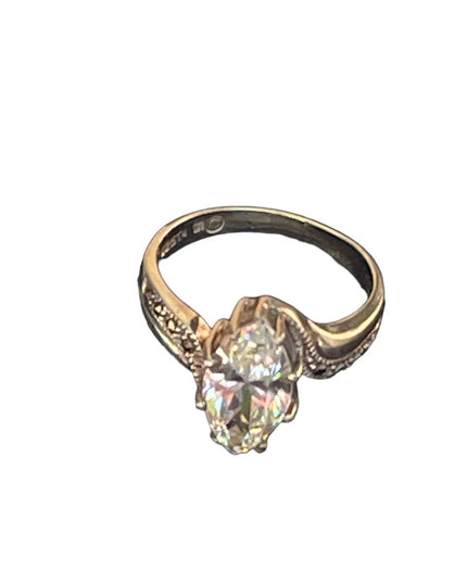 Stunning Sterling silver 925 CZ marcasite cluster ring