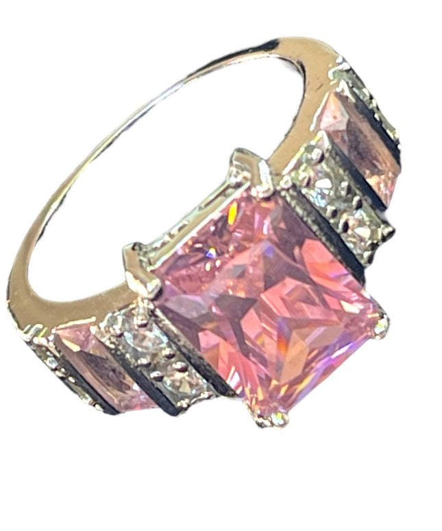 Stunning sterling silver 925 Pink ice CZ Sz 10 ring