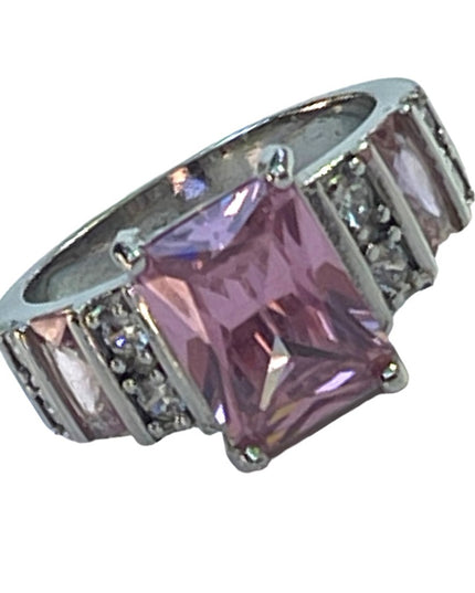 Stunning sterling silver 925 Pink ice CZ Sz 10 ring
