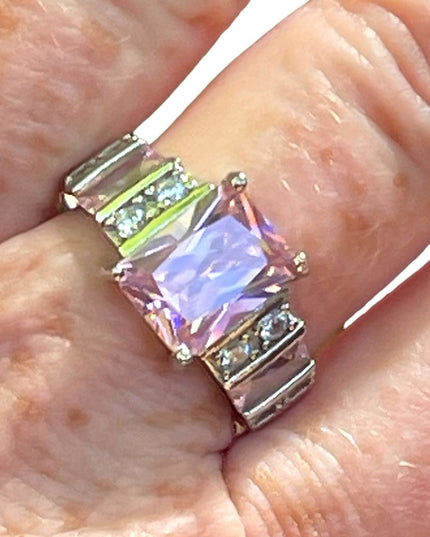 Stunning sterling silver 925 Pink ice CZ Sz 10 ring