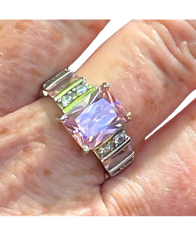 Stunning sterling silver 925 Pink ice CZ Sz 10 ring