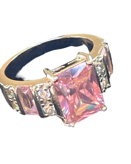 Stunning sterling silver 925 Pink ice CZ Sz 10 ring