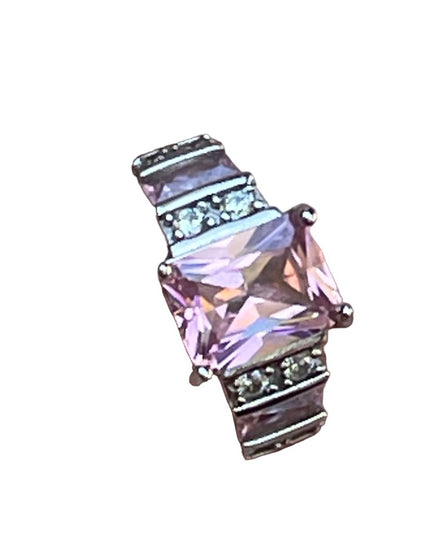 Stunning sterling silver 925 Pink ice CZ Sz 10 ring