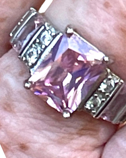 Stunning sterling silver 925 Pink ice CZ Sz 10 ring