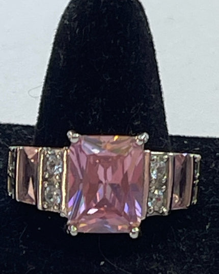 Stunning sterling silver 925 Pink ice CZ Sz 10 ring