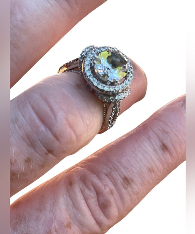 Stunning clear CZ sterling silver 925 cluster ring high quality