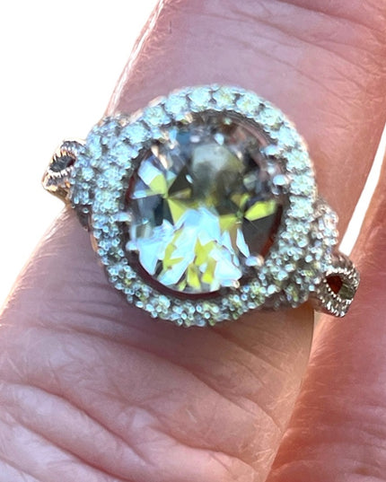 Stunning clear CZ sterling silver 925 cluster ring high quality