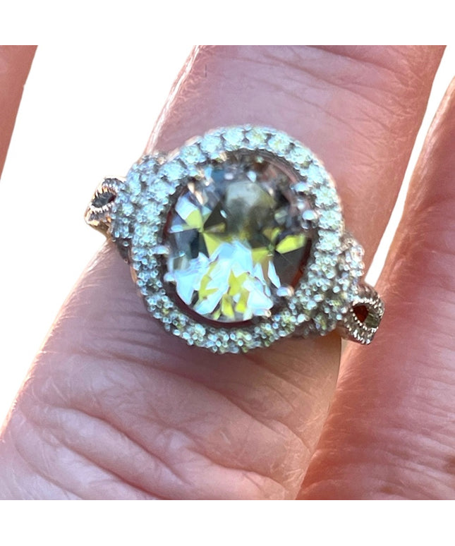 Stunning clear CZ sterling silver 925 cluster ring high quality