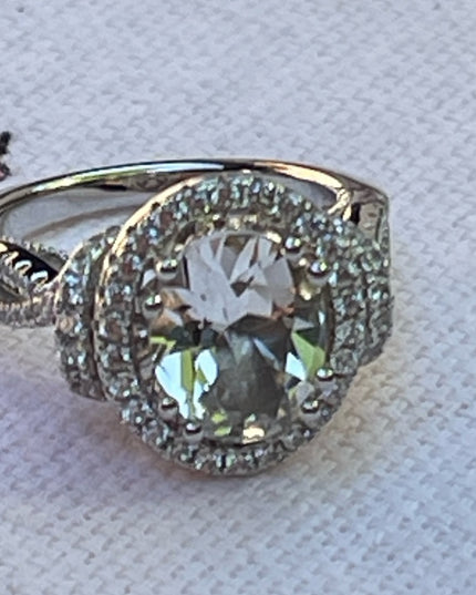 Stunning clear CZ sterling silver 925 cluster ring high quality