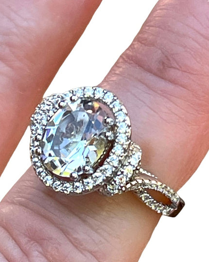 Stunning clear CZ sterling silver 925 cluster ring high quality
