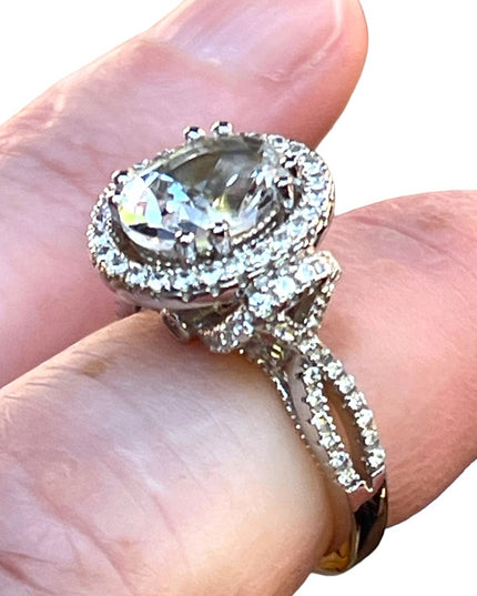 Stunning clear CZ sterling silver 925 cluster ring high quality