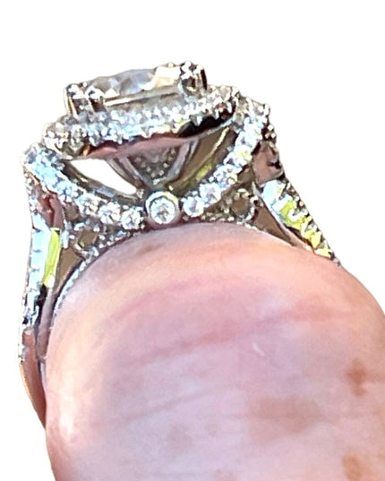 Stunning clear CZ sterling silver 925 cluster ring high quality