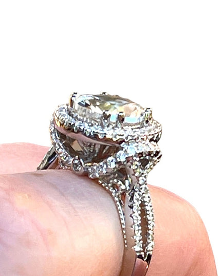 Stunning clear CZ sterling silver 925 cluster ring high quality