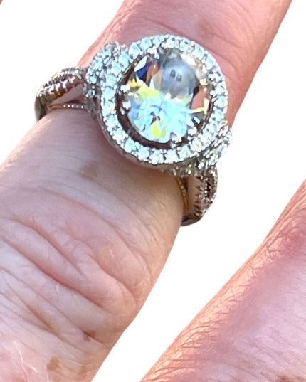Stunning clear CZ sterling silver 925 cluster ring high quality