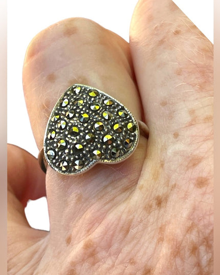 Sterling silver 925 fancy marcasite heat ring