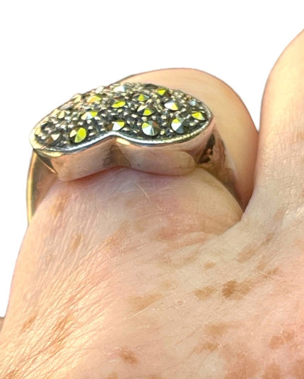 Sterling silver 925 fancy marcasite heat ring